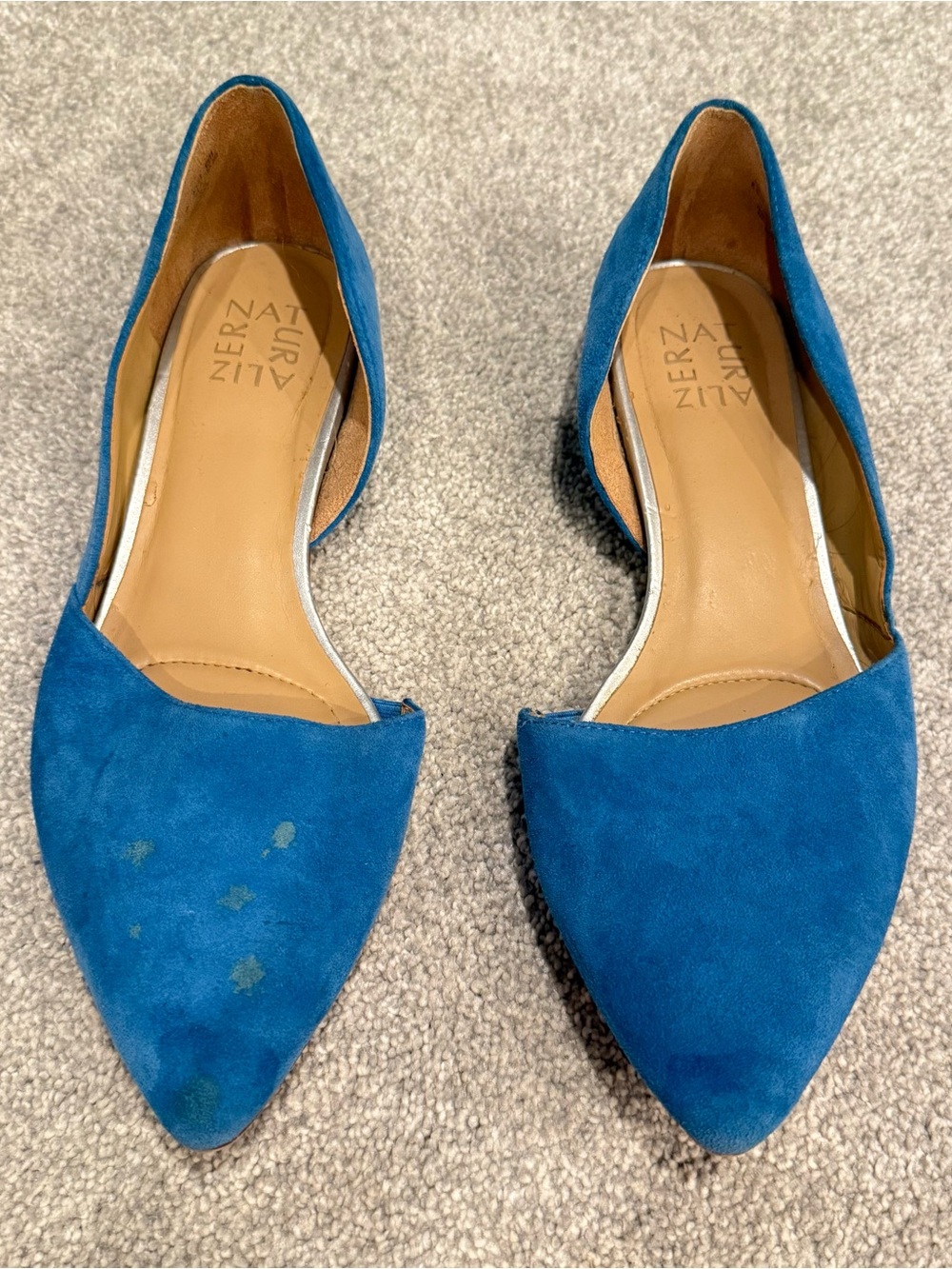 Naturalizer Teal Suede Pointed D'Orsay Flats
